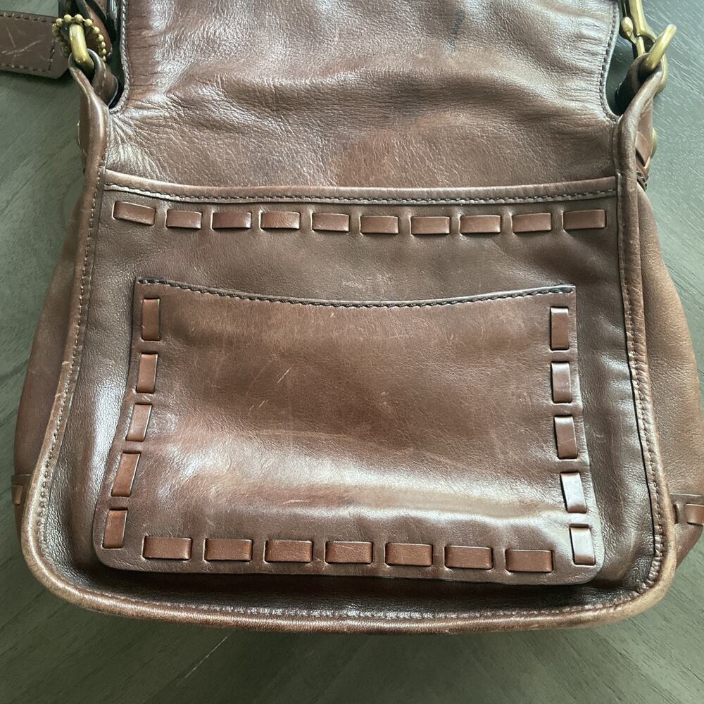 Coach Brown Leather Handbag Tattersall Flap Good Condition Rare Early 2000s - Picture 9 of 14